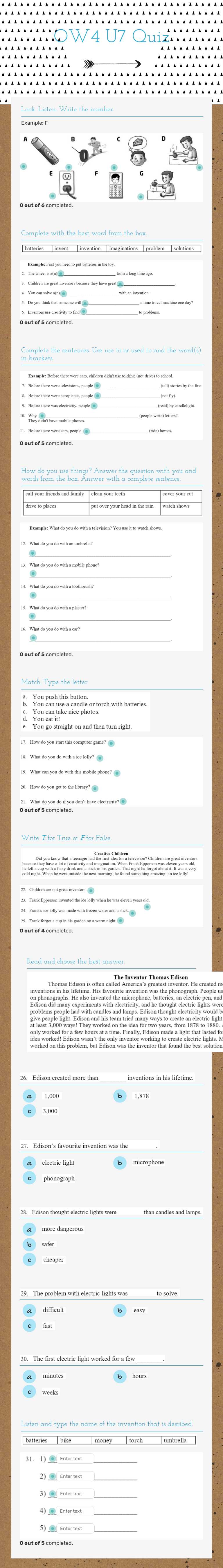 OW4 U7 Quiz worksheet preview image