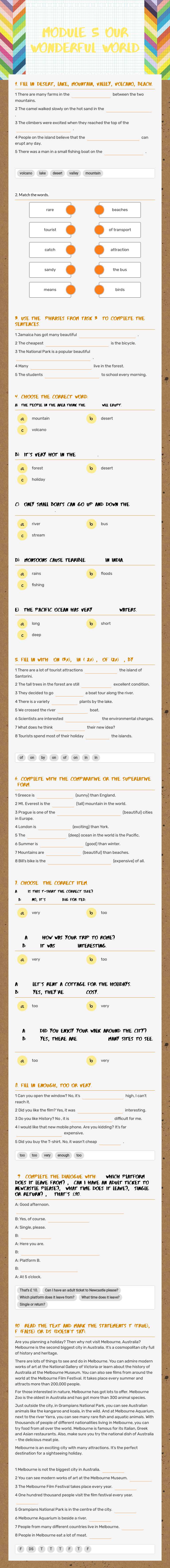 MODULE 5 OUR WONDERFUL WORLD worksheet preview image