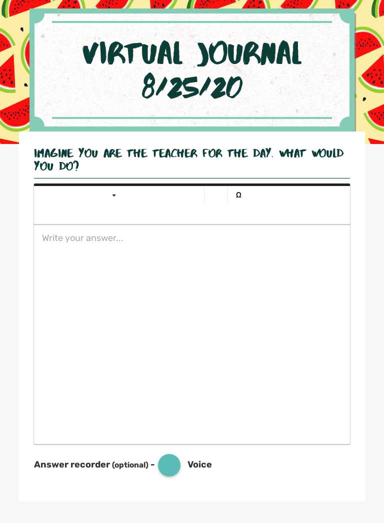 Virtual Journal 8/25/20 worksheet preview image
