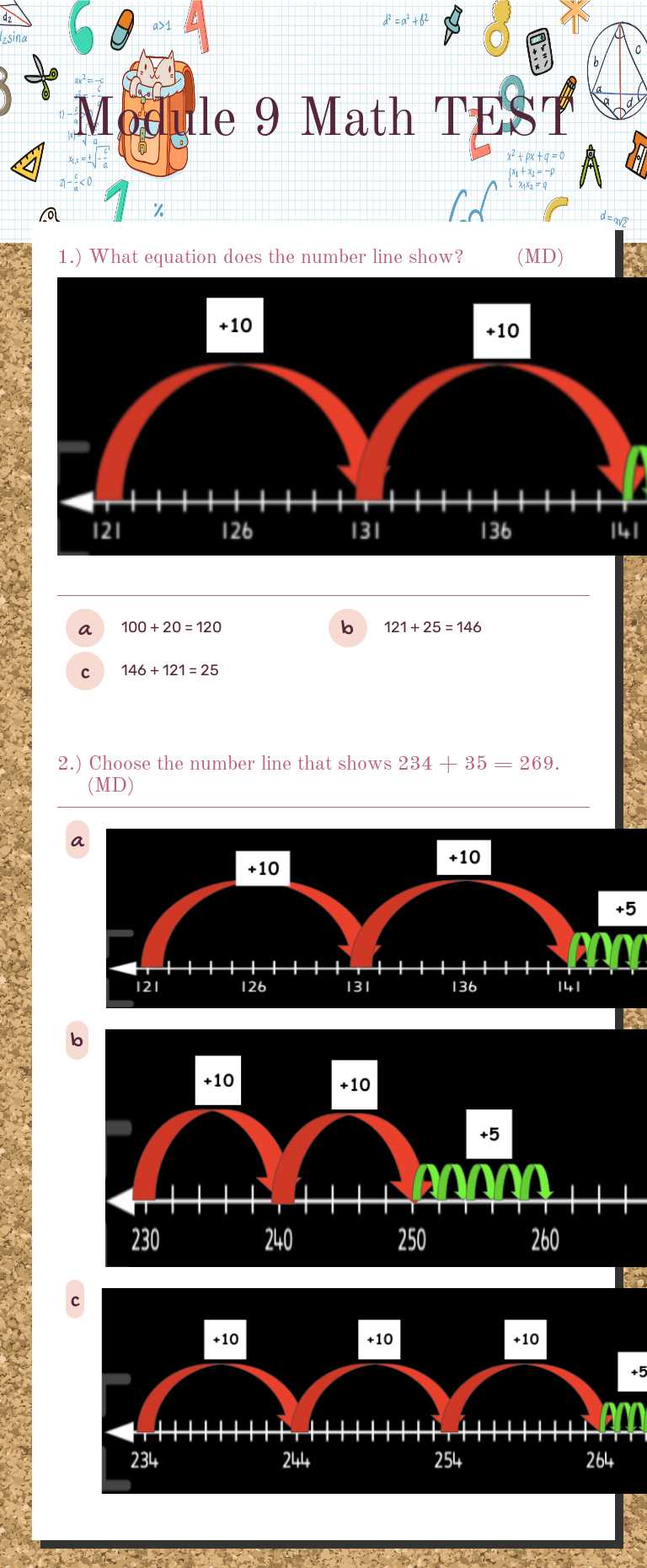 Module 9 Math TEST worksheet preview image