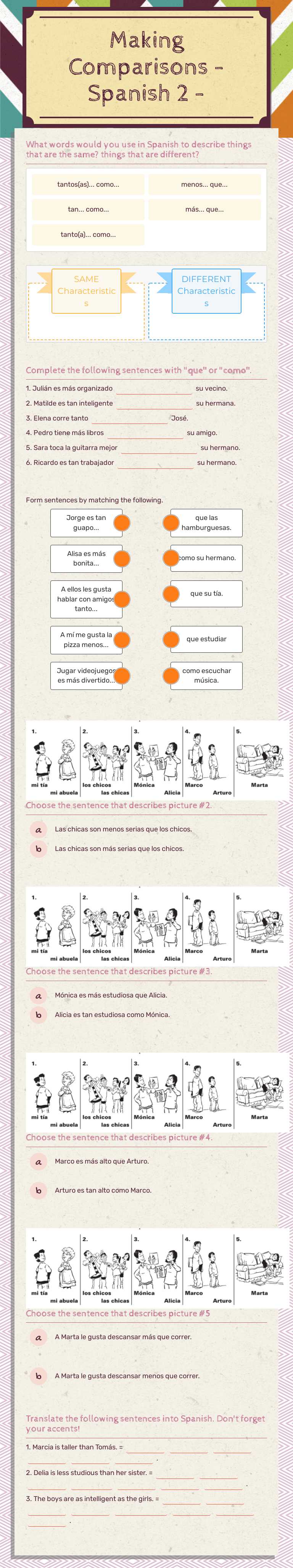 Making Comparisons 
- Spanish 2 - worksheet preview image