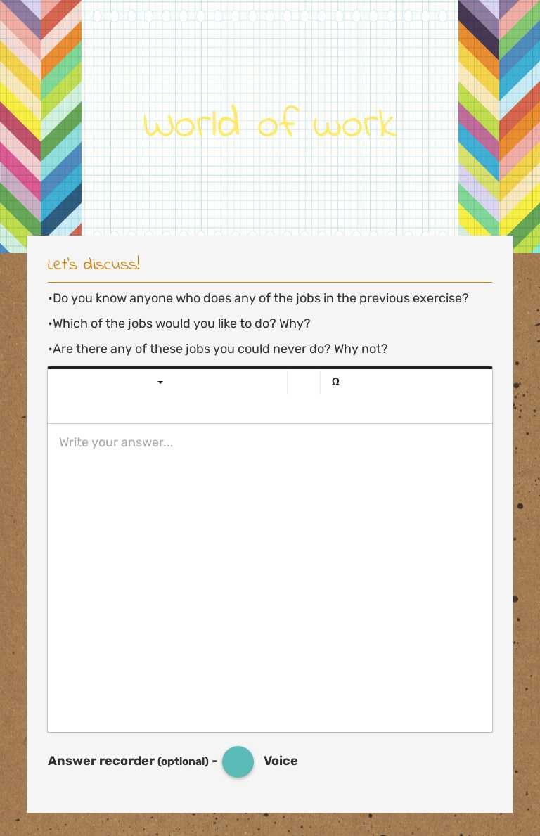 World of work worksheet preview