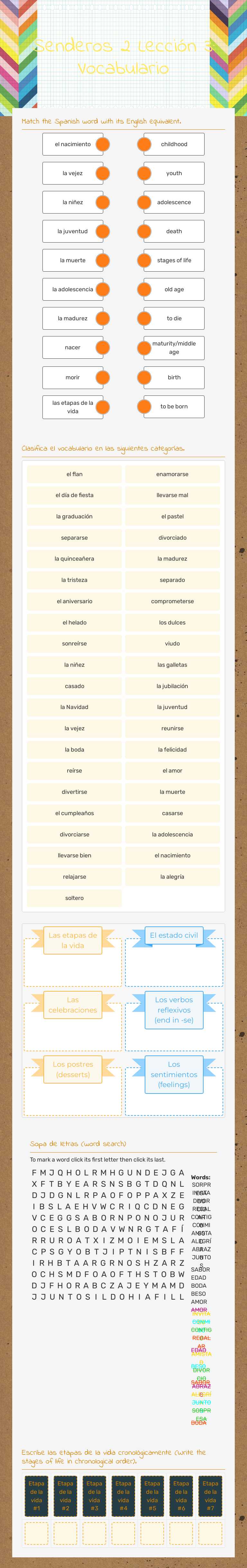 Senderos 2 Lección 3: Vocabulario worksheet preview image