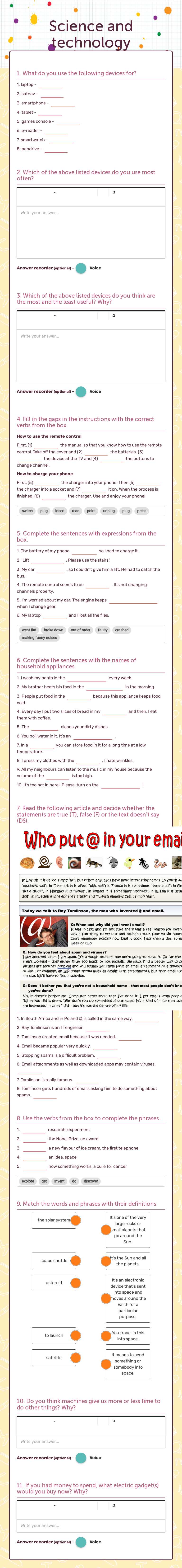 Science and technology by Mária Kiss | Interactive Worksheet | Wizer.me