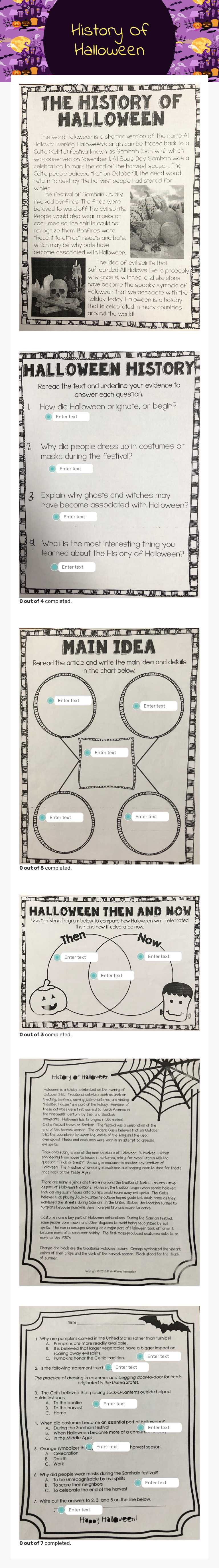 History Of Halloween worksheet preview image