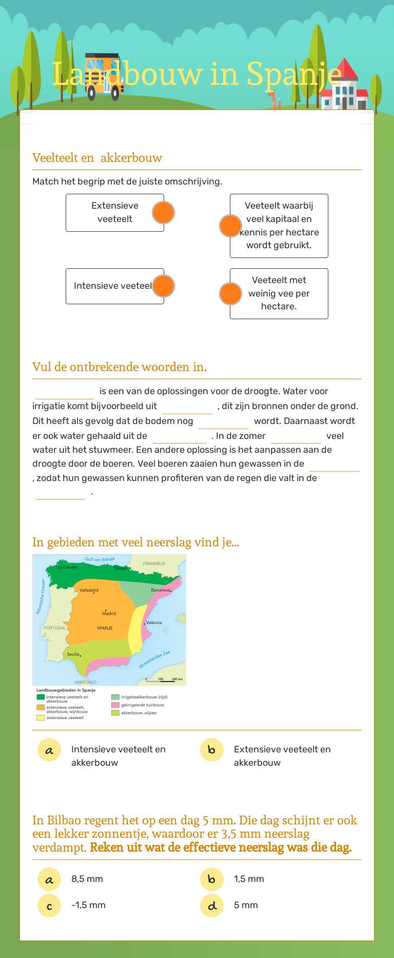 Landbouw in Spanje worksheet preview image