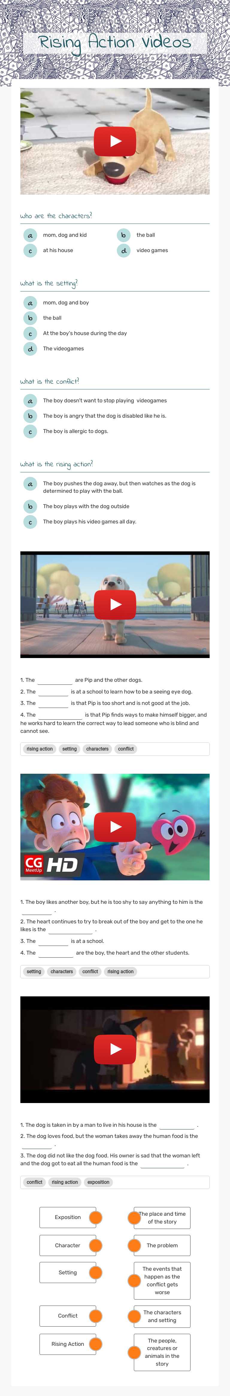Rising Action Videos Preschool worksheet preview