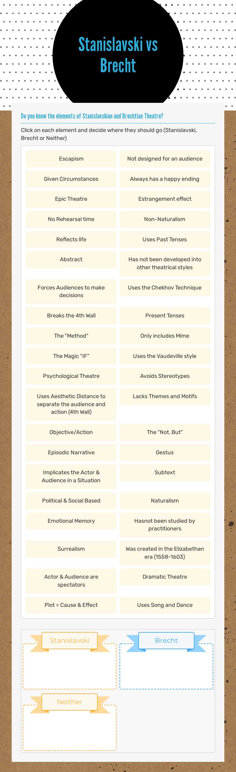 Stanislavski vs
Brecht worksheet preview image