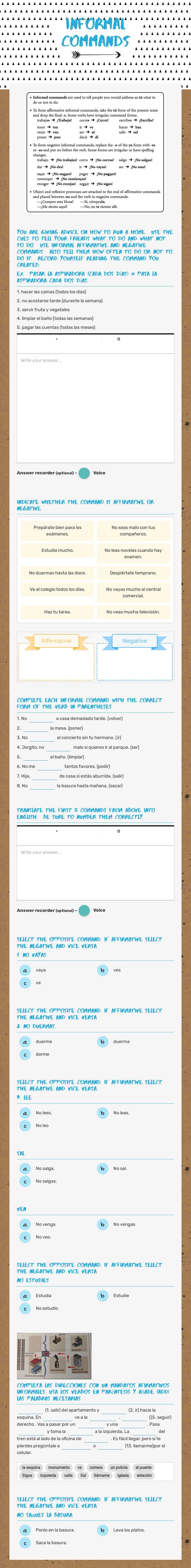 informal Commands worksheet preview image