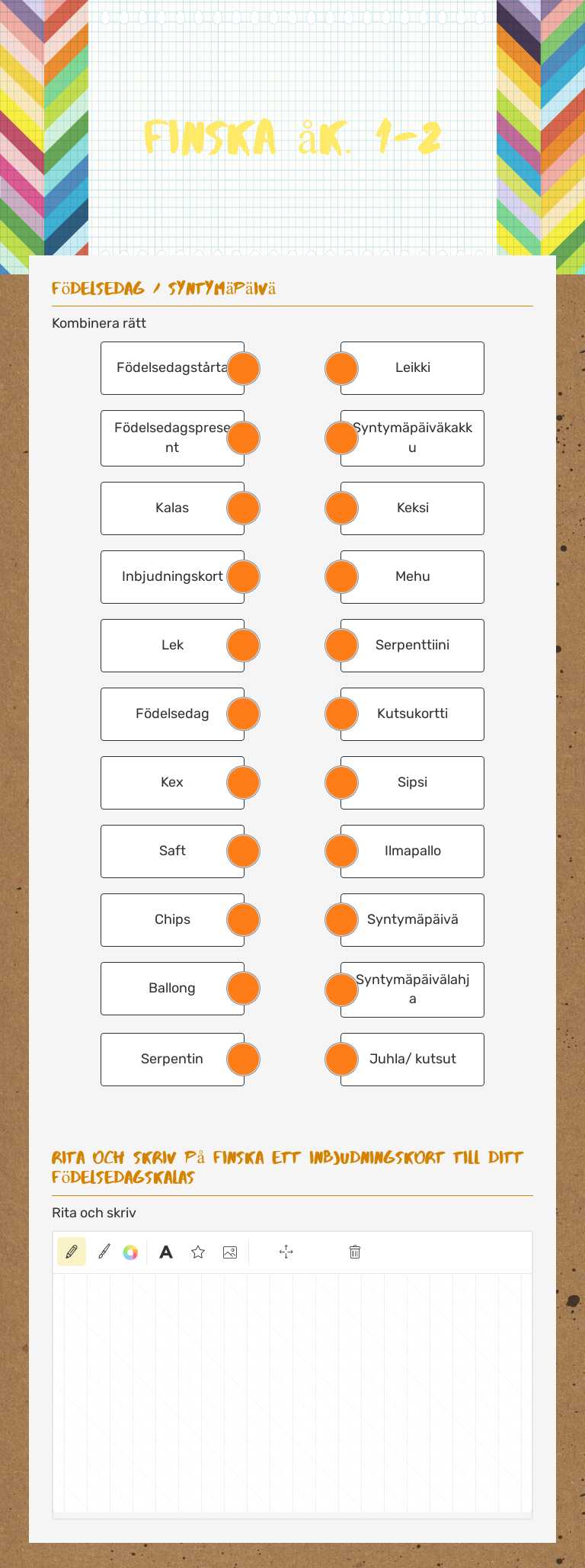 Finska åk. 1-2 worksheet preview image