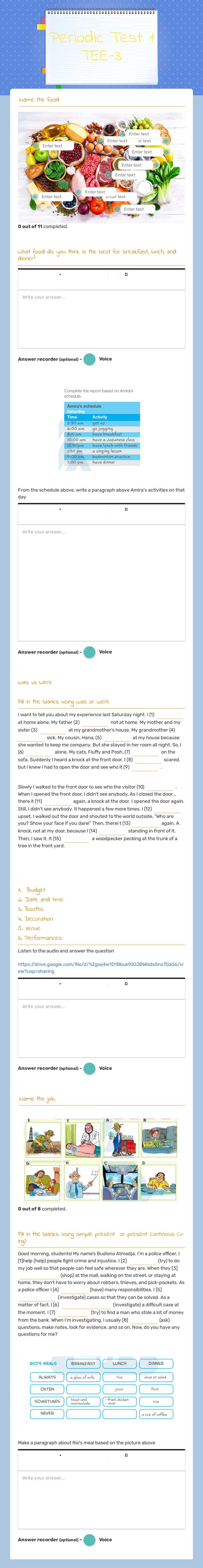 Periodic Test 1 TEE-3 worksheet preview image