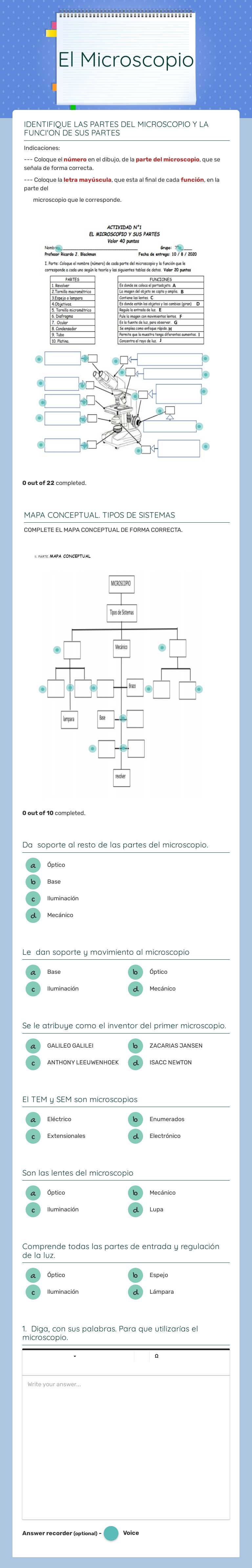 El Microscopio worksheet preview image