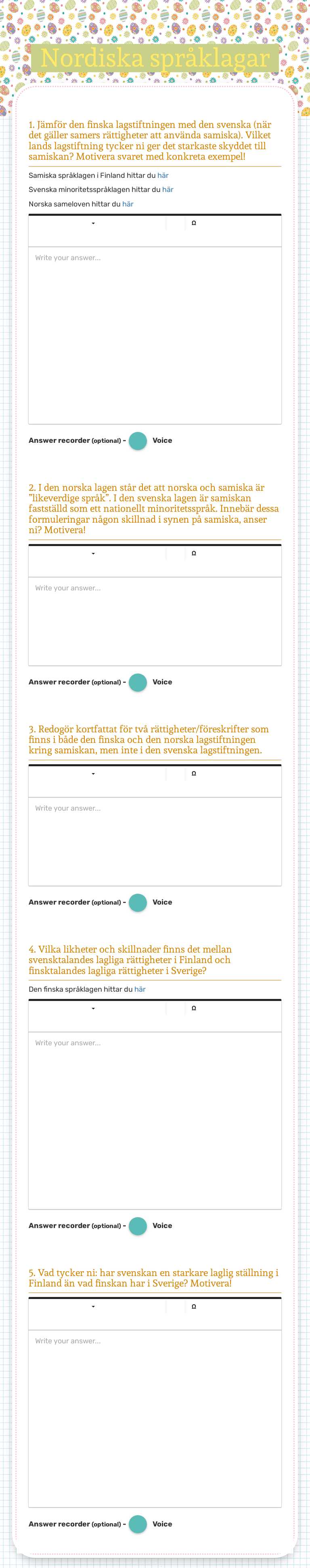 Nordiska språklagar worksheet preview image