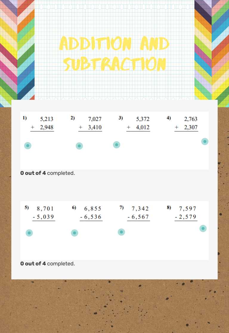 Addition and Subtraction worksheet preview image