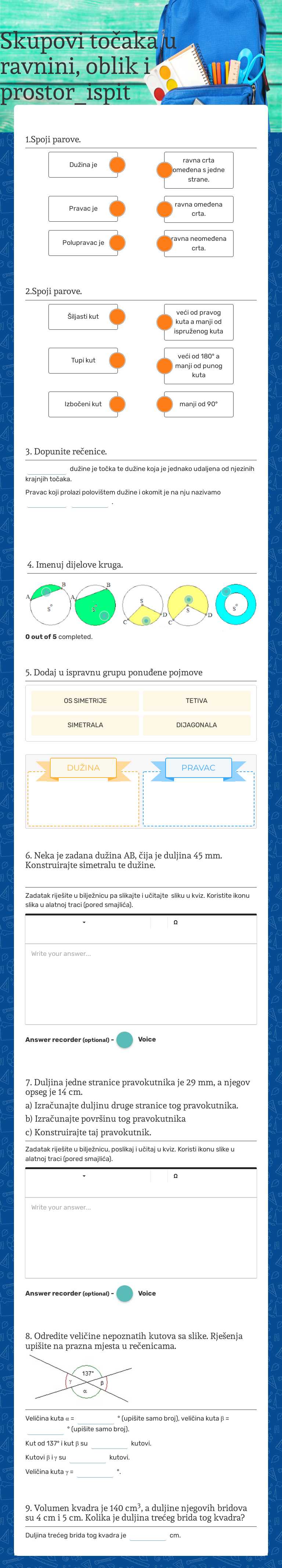 Skupovi točaka u ravnini, oblik i prostor_ispit Grade 5 worksheet preview