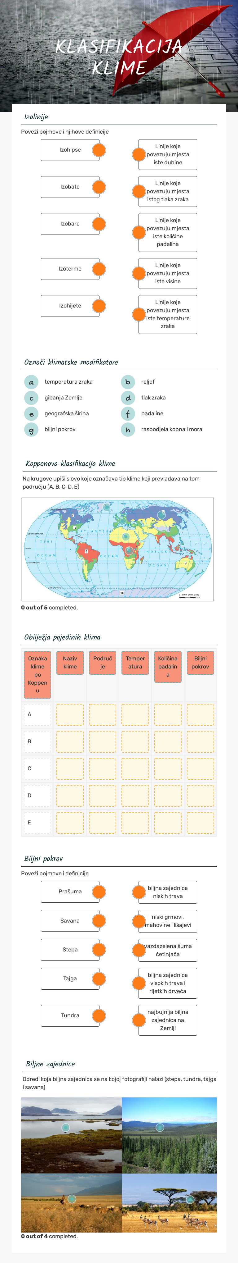 KLASIFIKACIJA KLIME worksheet preview image