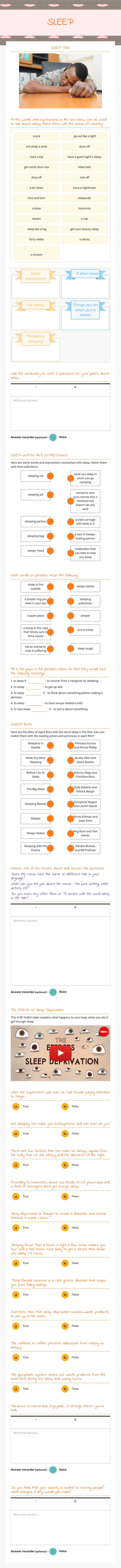 SLEEP worksheet preview image