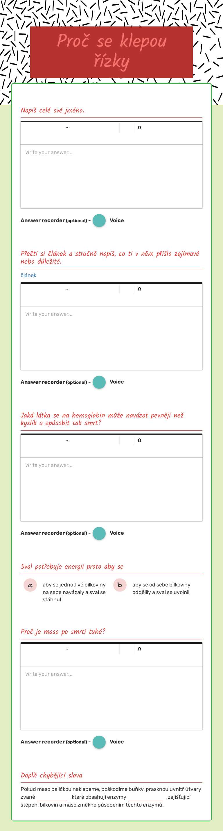 Proč se klepou řízky worksheet preview image