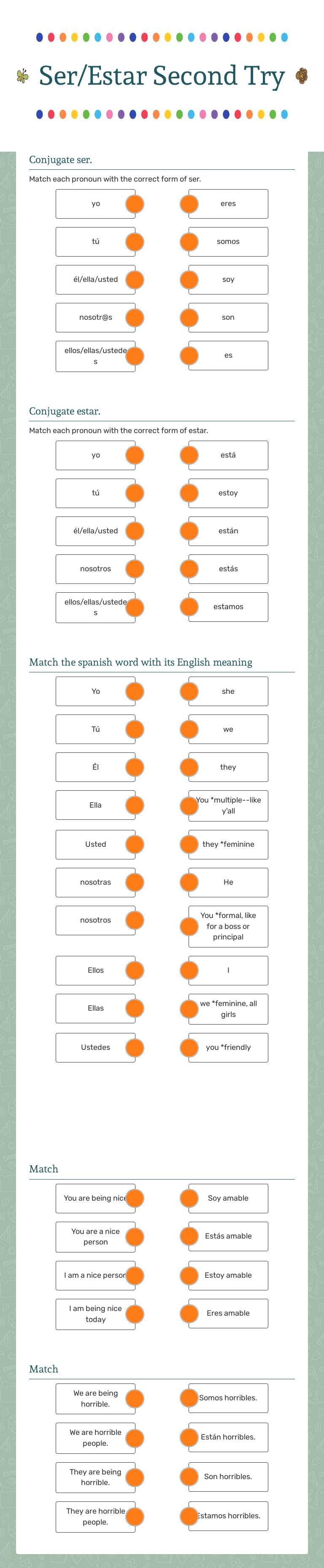 Ser/Estar Second Try worksheet preview image