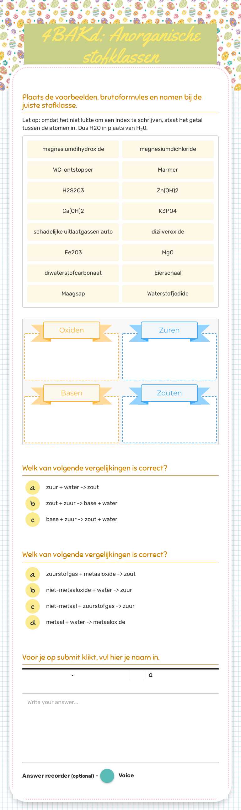 4BAKd: Anorganische stofklassen worksheet preview image