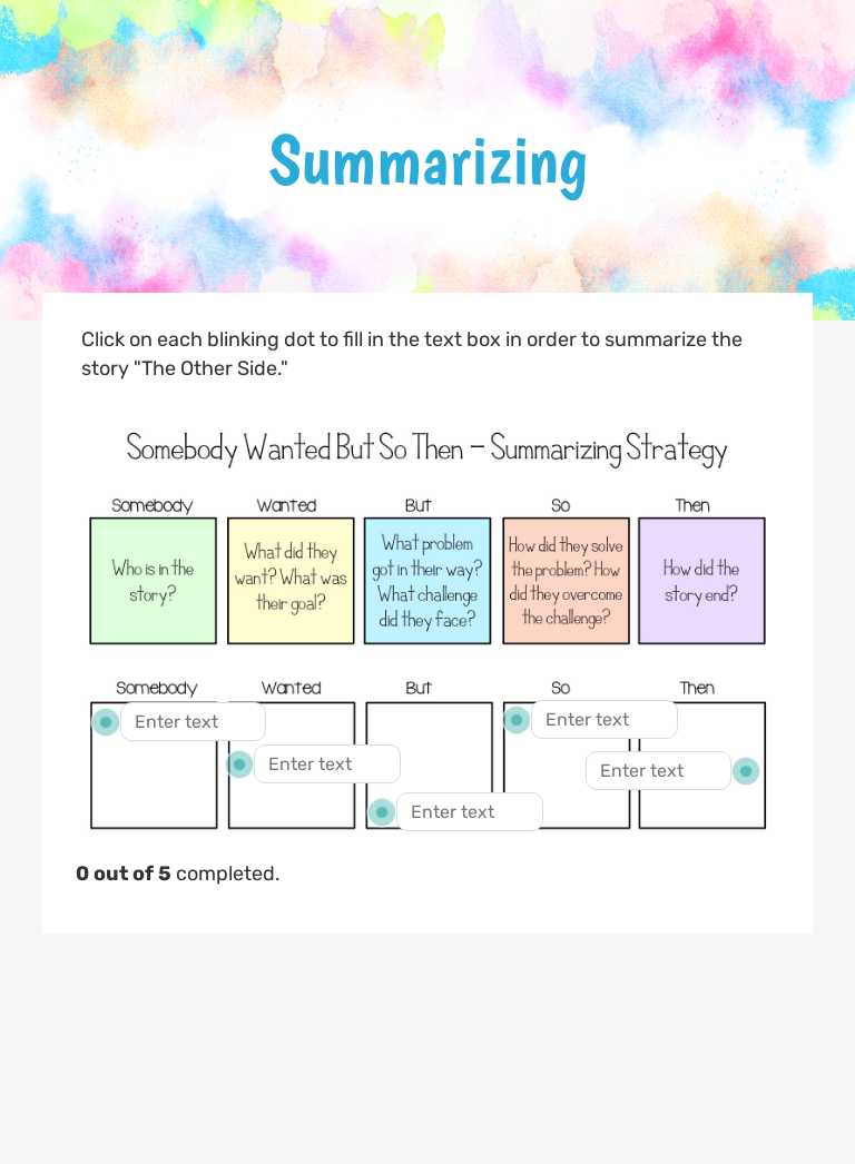 Summarizing Grade 5 worksheet preview