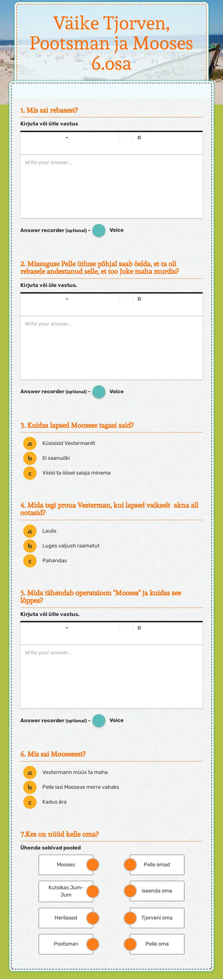 Väike Tjorven, Pootsman ja Mooses 6.osa worksheet preview image