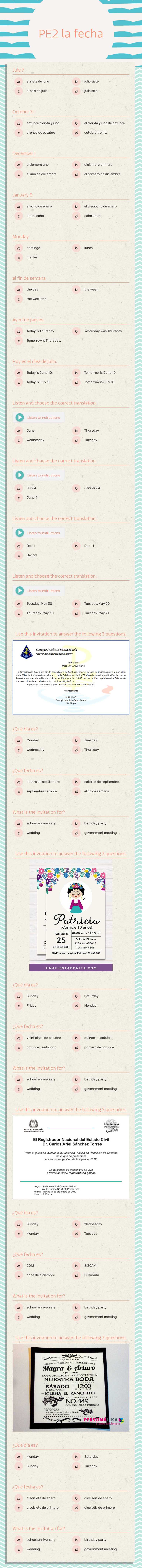 PE2 la fecha worksheet preview image