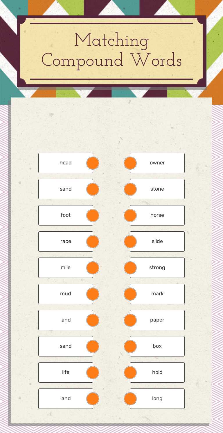 Matching Compound Words Grade 4 worksheet preview
