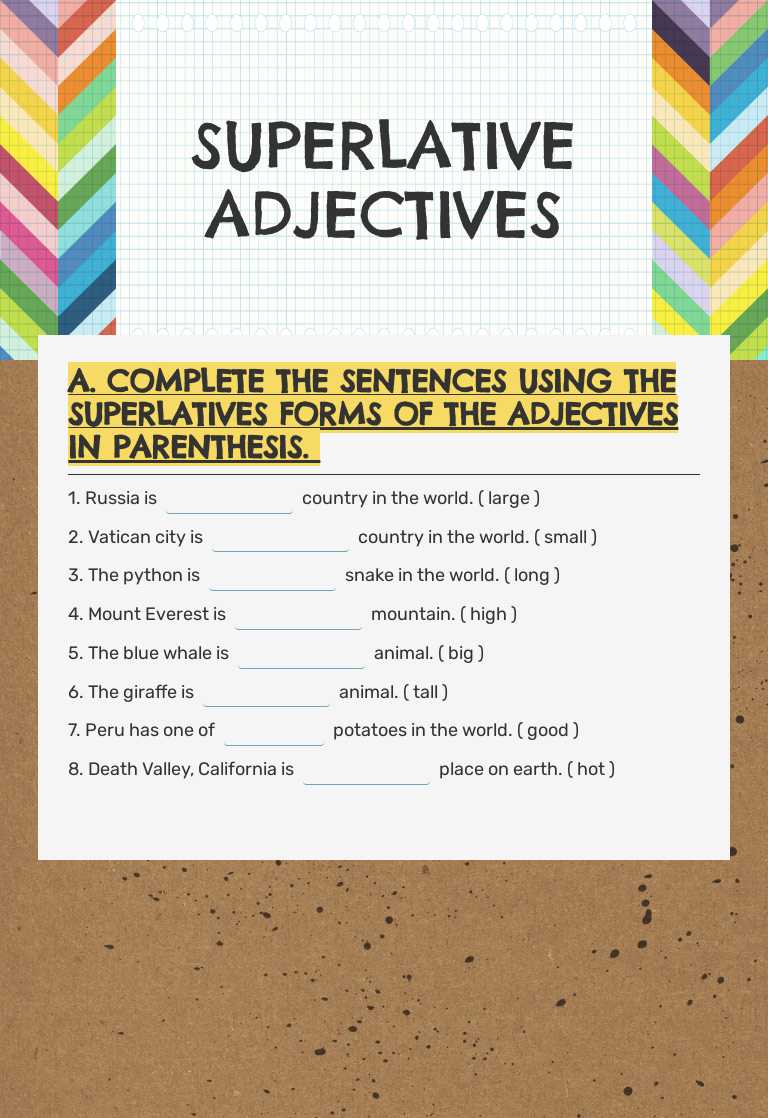SUPERLATIVE ADJECTIVES worksheet preview image