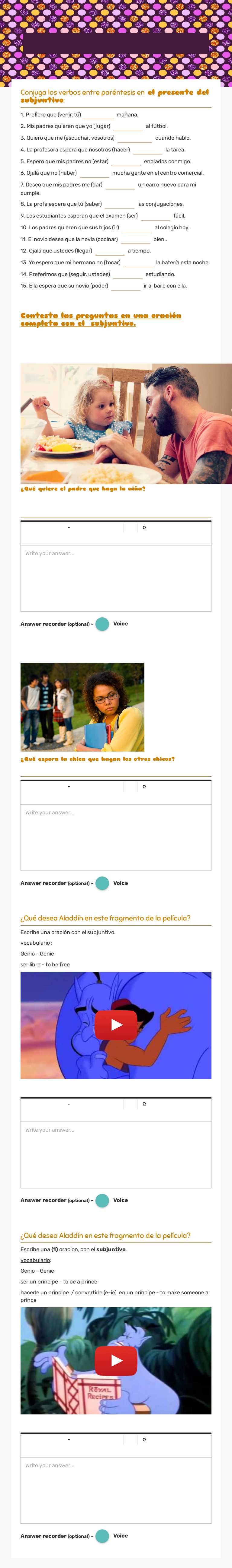 el subjuntivo P. 4 (6/11) worksheet preview image
