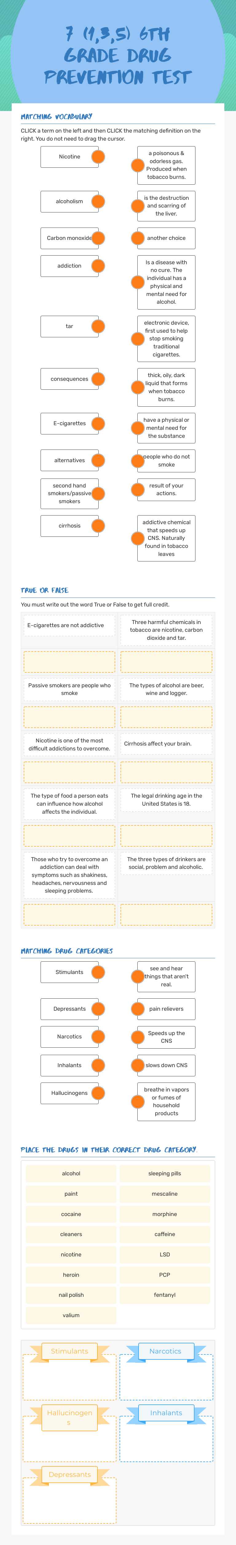 7 (1,3,5) 
6th Grade Drug Prevention Test worksheet preview image