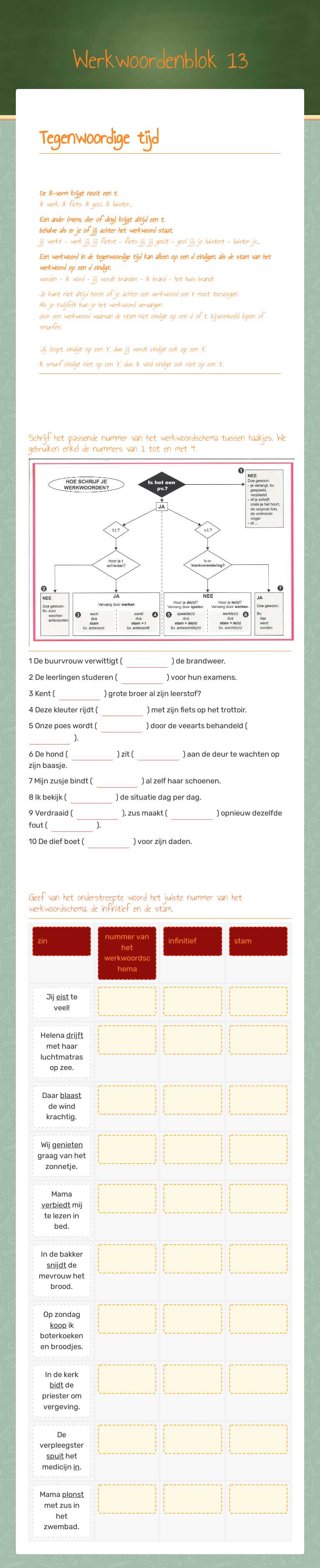 Werkwoordenblok 13 worksheet preview image