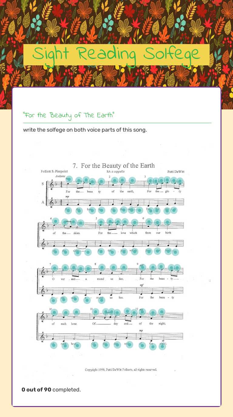 Sight Reading Solfege worksheet preview image
