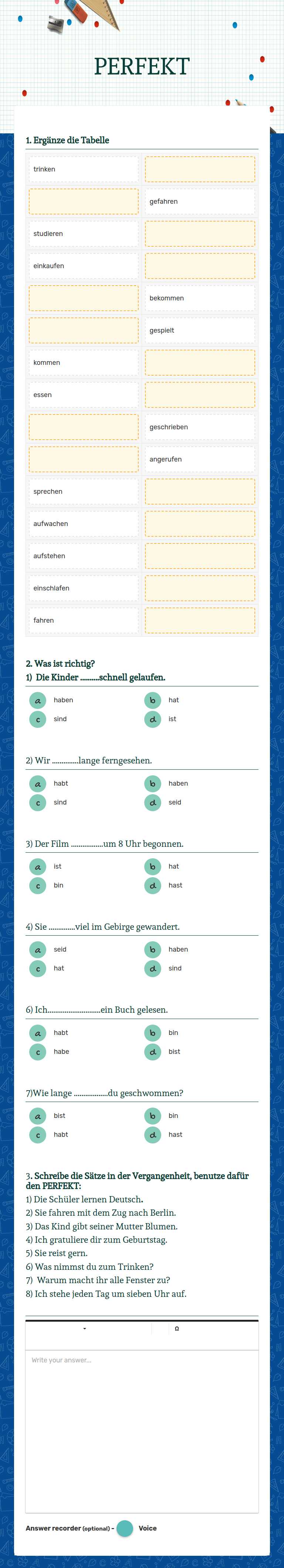 PERFEKT worksheet preview image