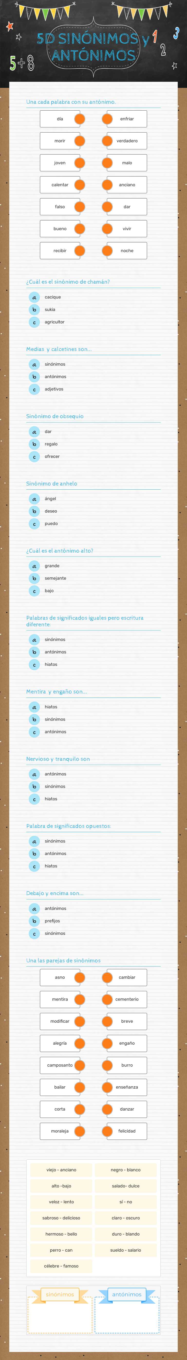 5D SINÓNIMOS y ANTÓNIMOS worksheet preview image