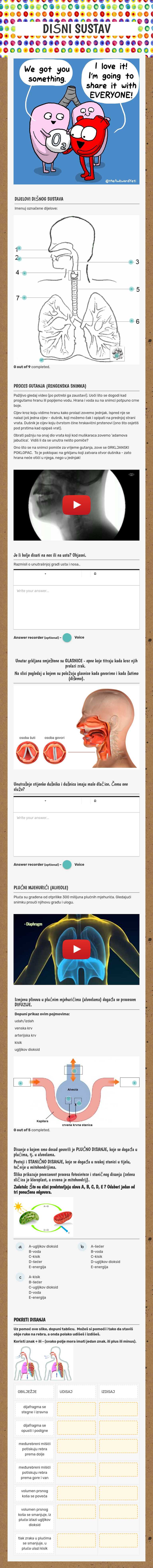 DIŠNI SUSTAV worksheet preview image