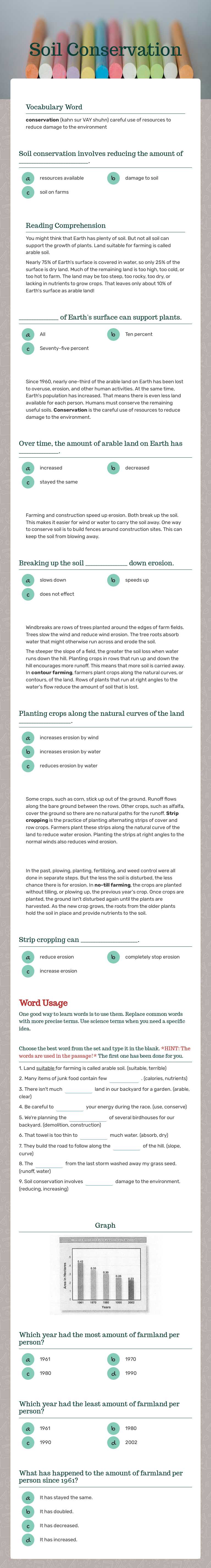 Soil Conservation worksheet preview image