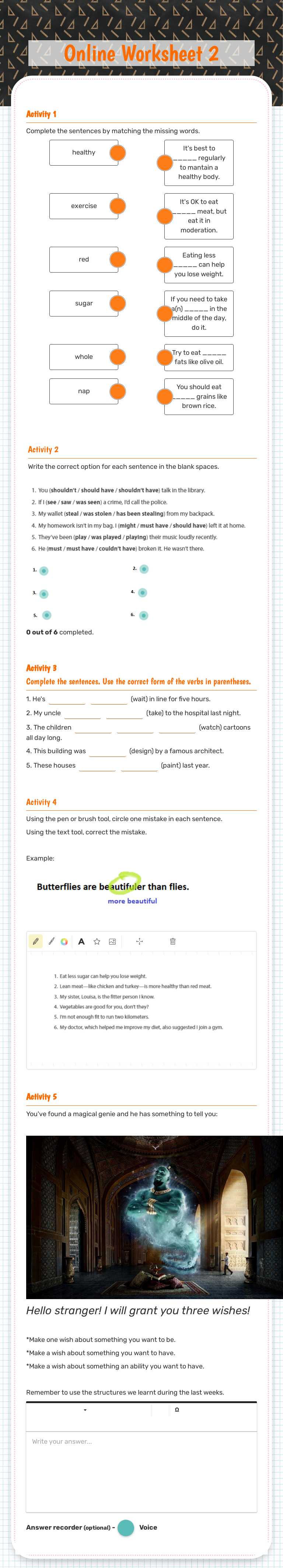 Online Worksheet 2 worksheet preview image