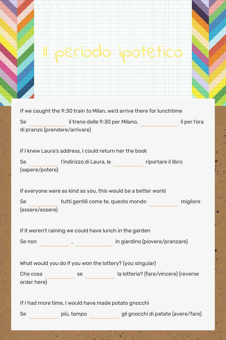 ll periodo ipotetico worksheet preview image