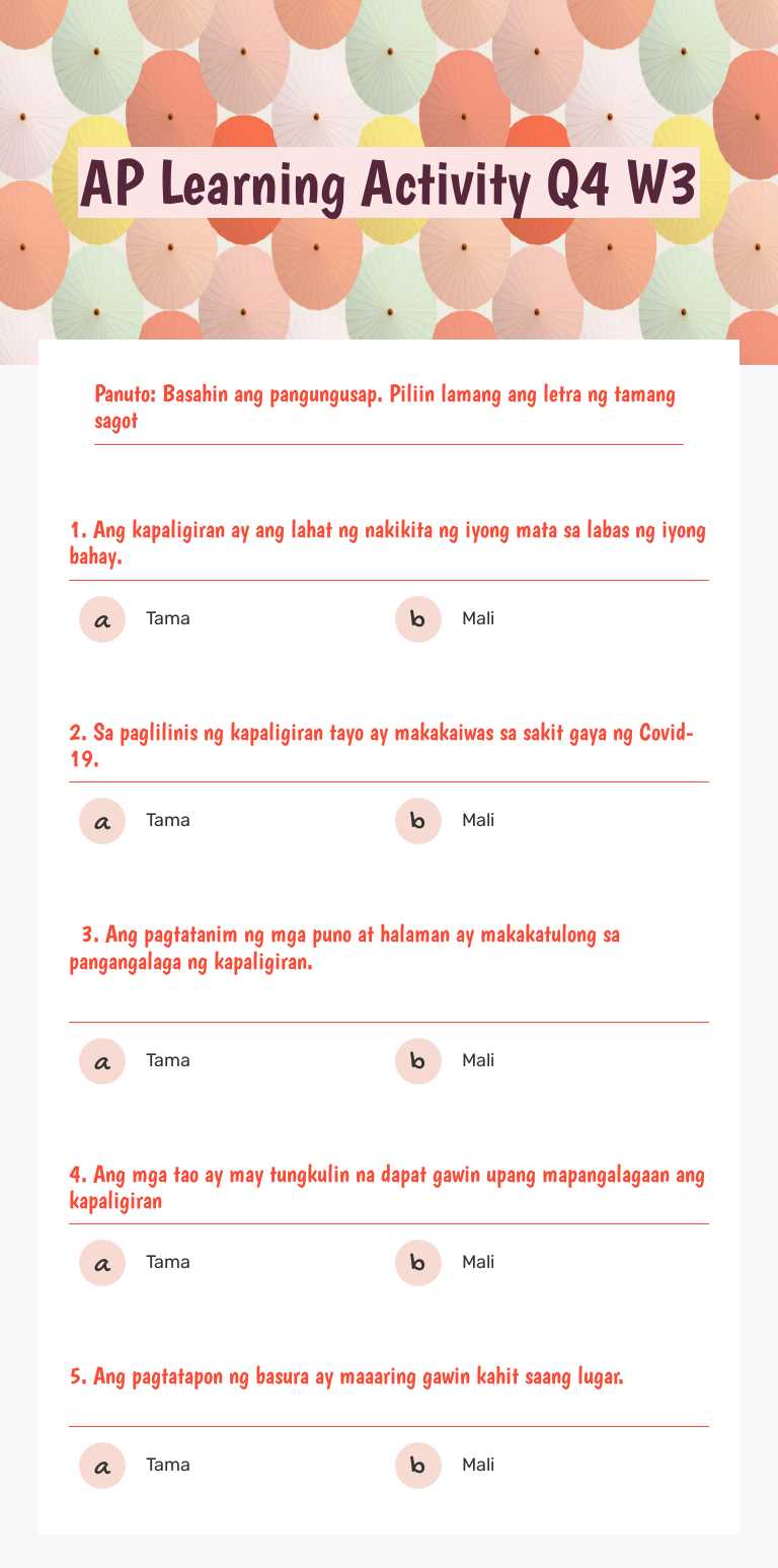 AP Learning Activity Q4 W3 worksheet preview image