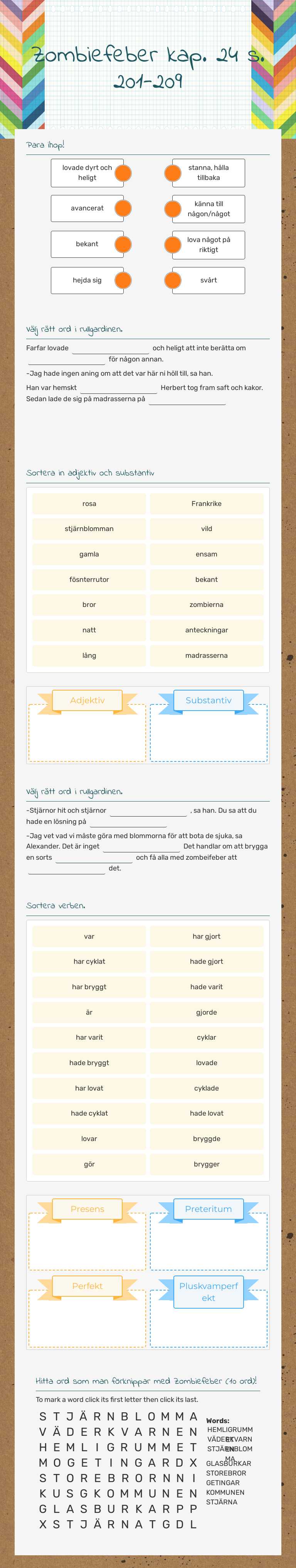 Zombiefeber kap. 24 s. 201-209 worksheet preview image