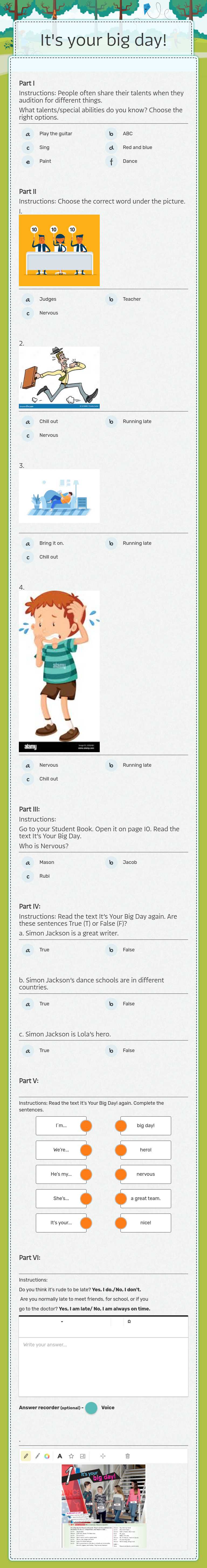 It's your big day! worksheet preview image