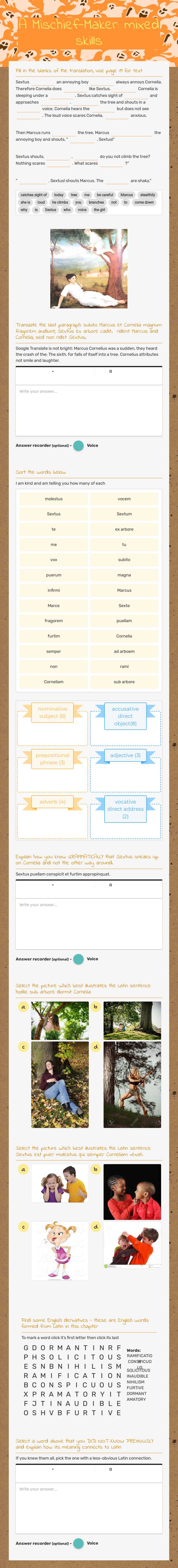 A Mischief-Maker: mixed skills worksheet preview image