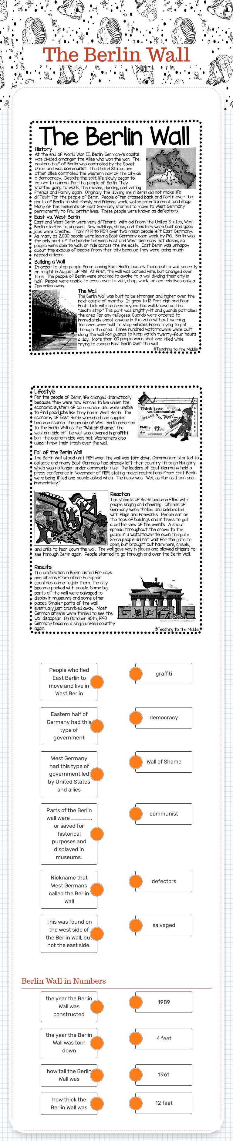 The Berlin Wall worksheet preview image