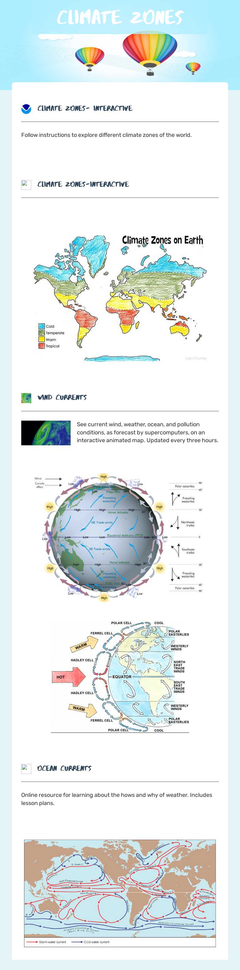 Climate Zones worksheet preview image