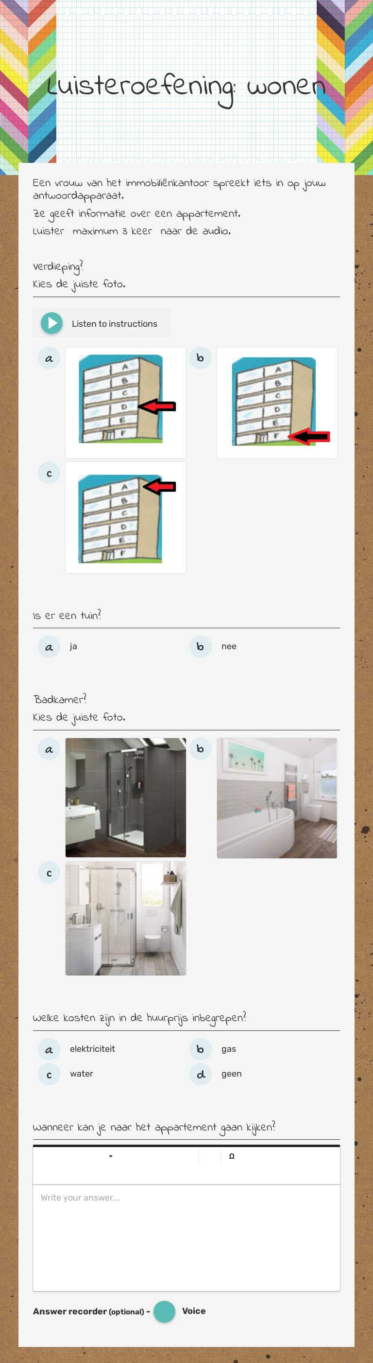 Luisteroefening: wonen worksheet preview image
