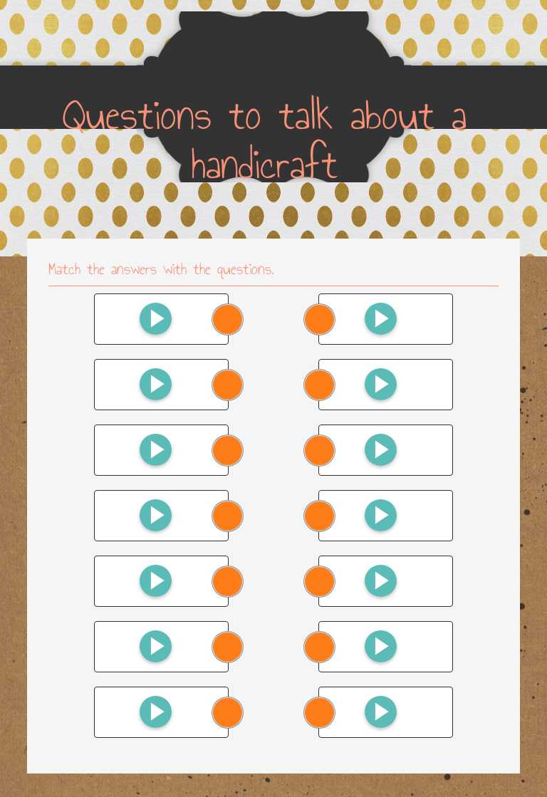 Questions to talk about a handicraft Other worksheet preview