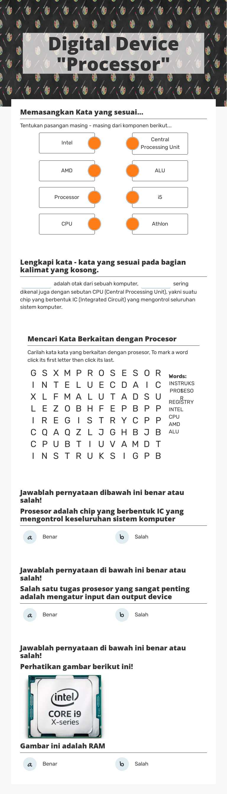 Digital Device "Processor" worksheet preview image