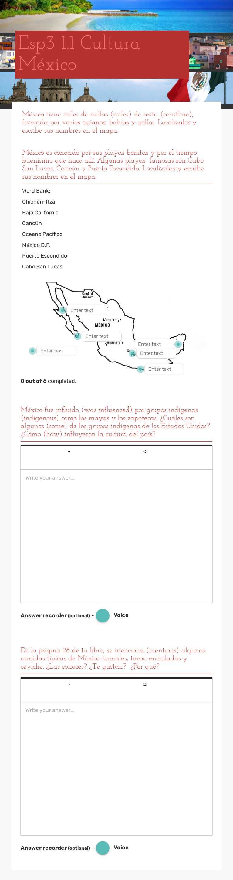 Esp3 1.1 Cultura México worksheet preview image