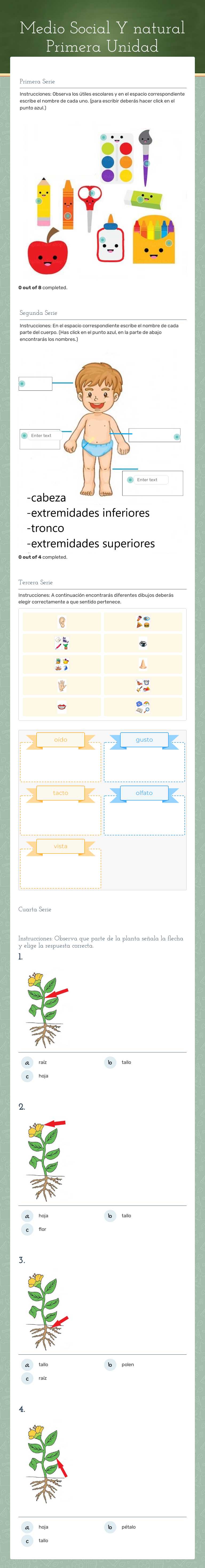 Medio Social Y natural   Primera Unidad worksheet preview image